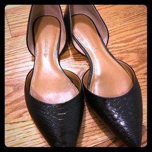 Black Faux Croc D’Orsay Flats